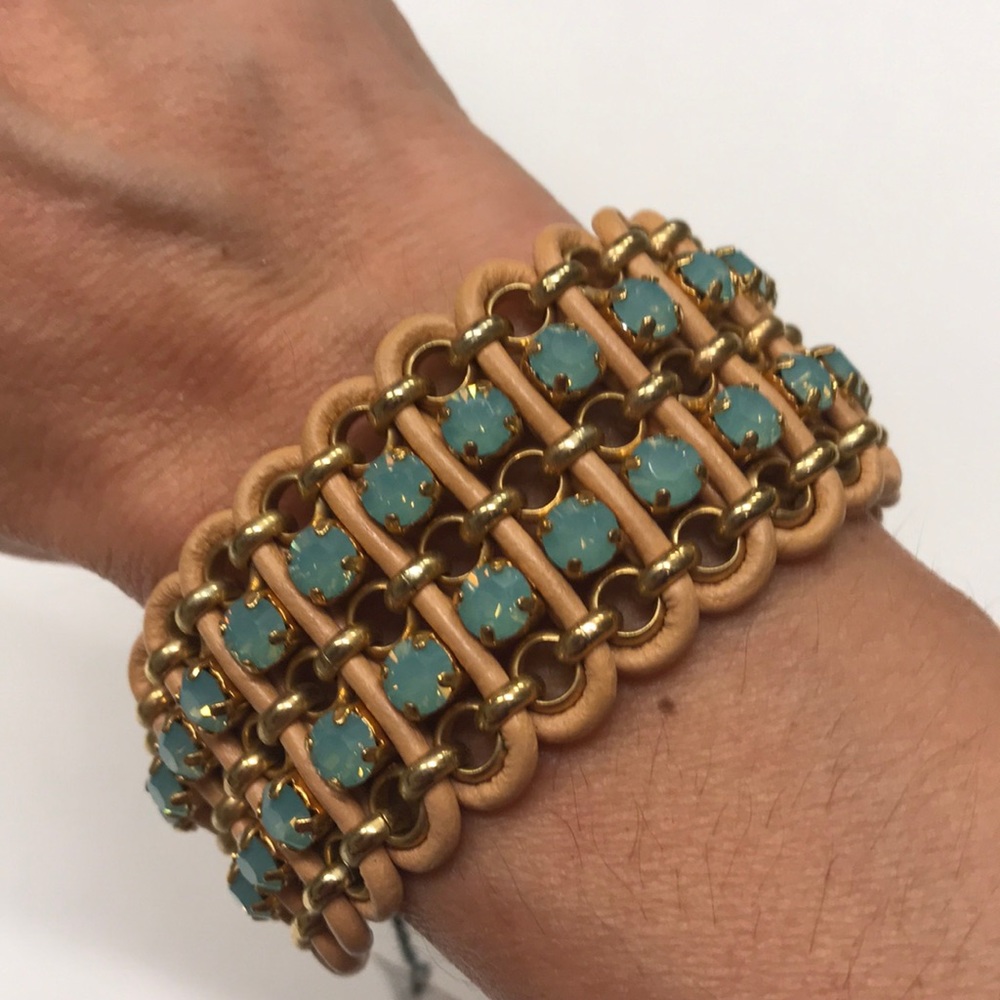 NWT Leather and Rhinestone Bracelet